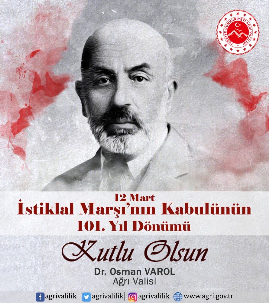 Vali Dr. Osman Varol, 12 Mart İstiklal Marşı’nın kabulü  dolayısıyla bir mesaj yayımladı.